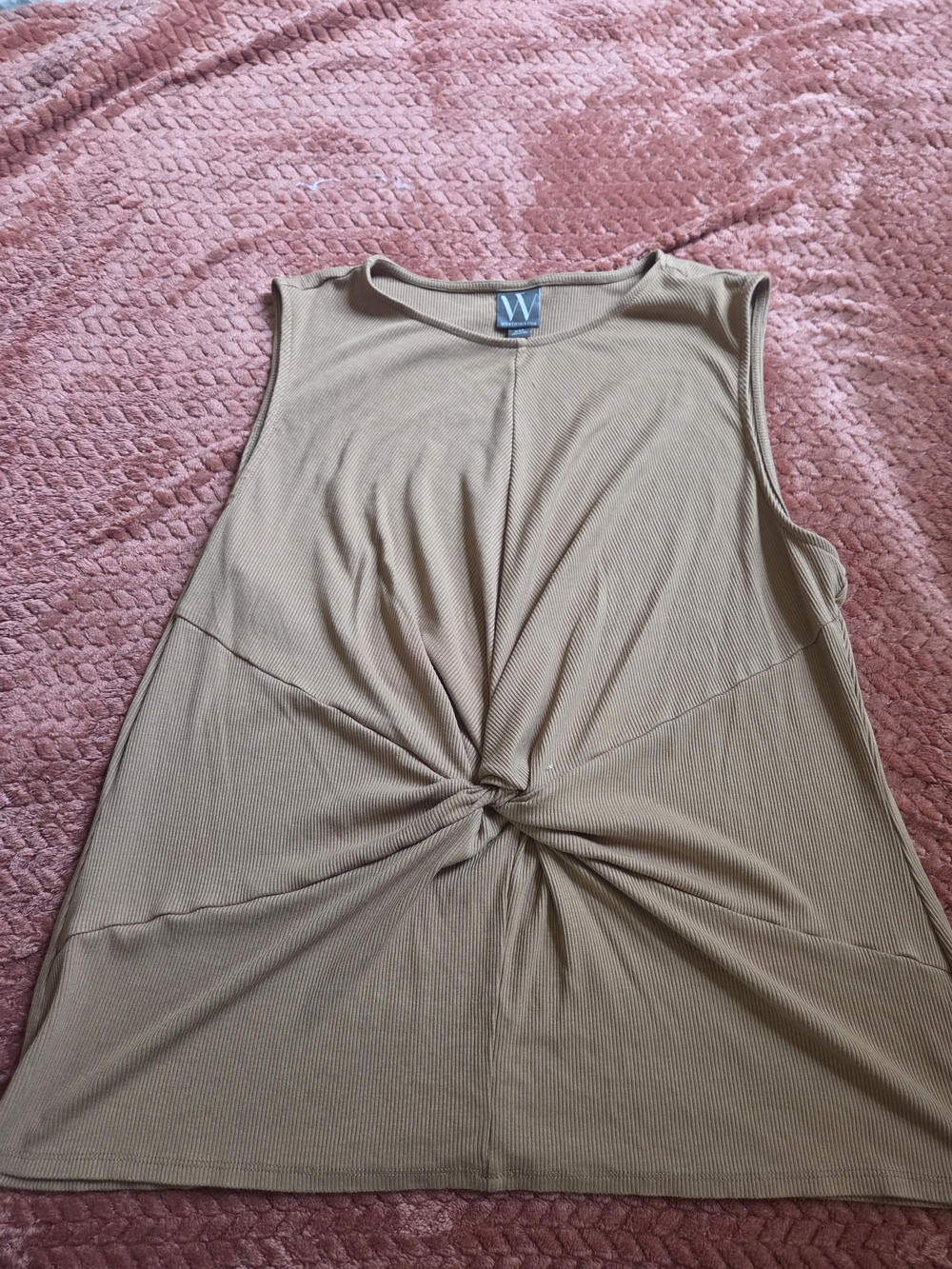Size XXL Worthington Tan Ribbed Twist-Front Sleeveless Tank